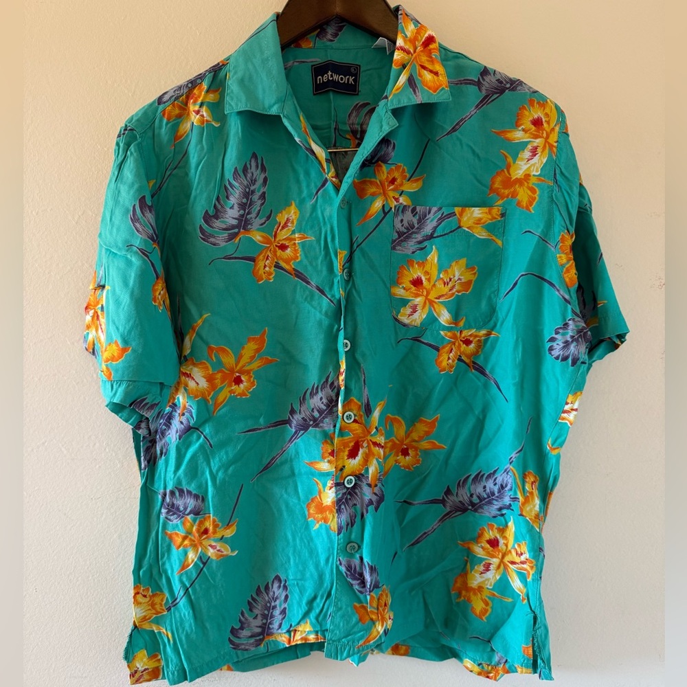 1980s Vintage Network Hawaiian Floral Button Up Shirt